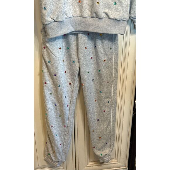 Lola The Boys Girl's Rhinestone Embellished Sweatshirt & Pants Set Gray Size 12 - Picture 9 of 15